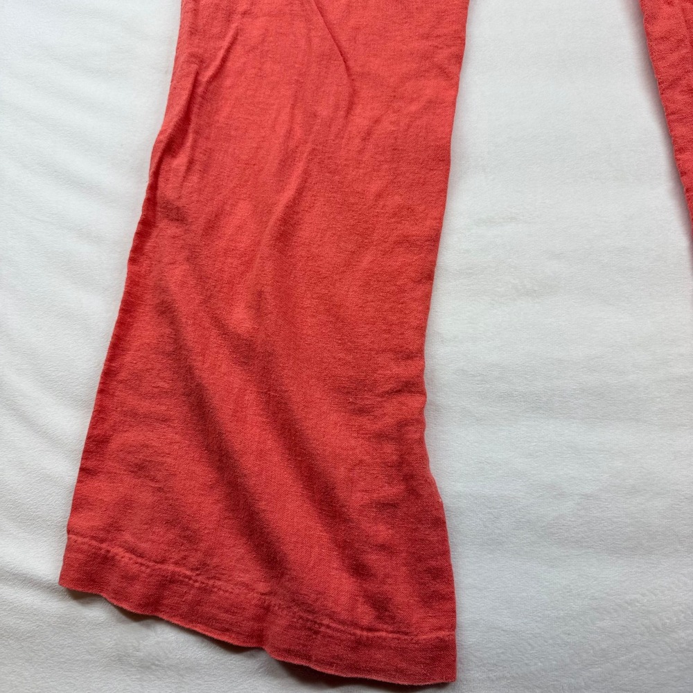 Roxy Oceanside Coral Pink Linen Blend Wide Leg Drawstring Beach Pants Womens M - Picture 6 of 16